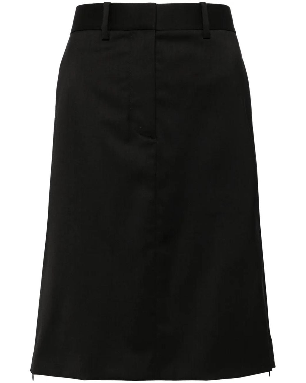 Helmut Lang Black Straight Wool Skirt