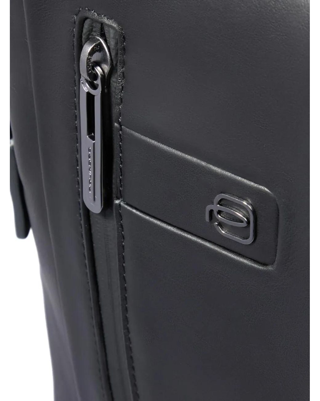 Piquadro Black Leather Convertible Backpack for men