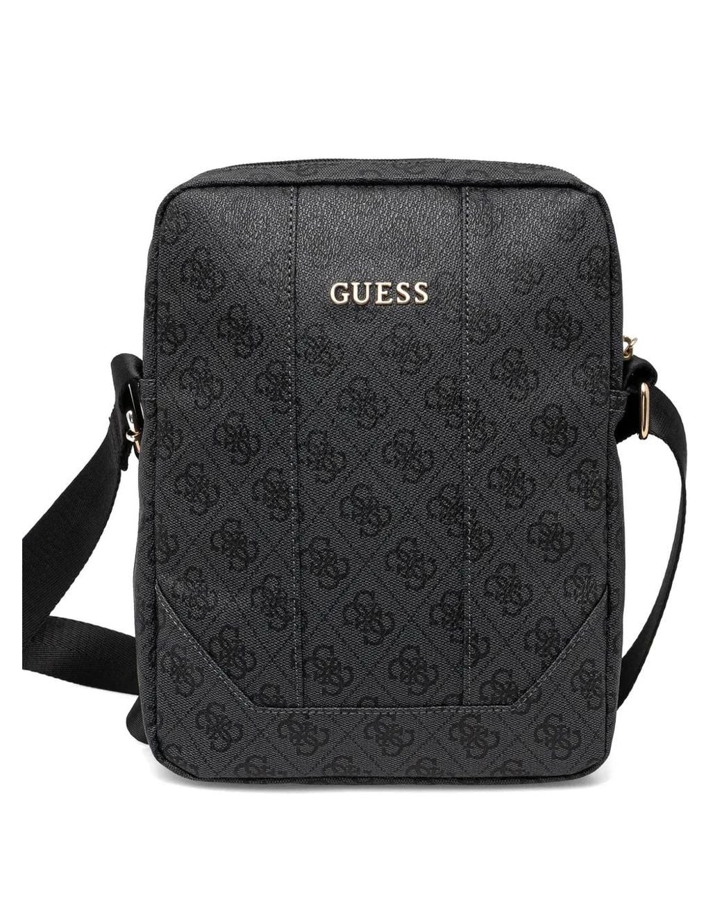 Guess Black 4G Uptown Monogram-Pattern Messenger Bag