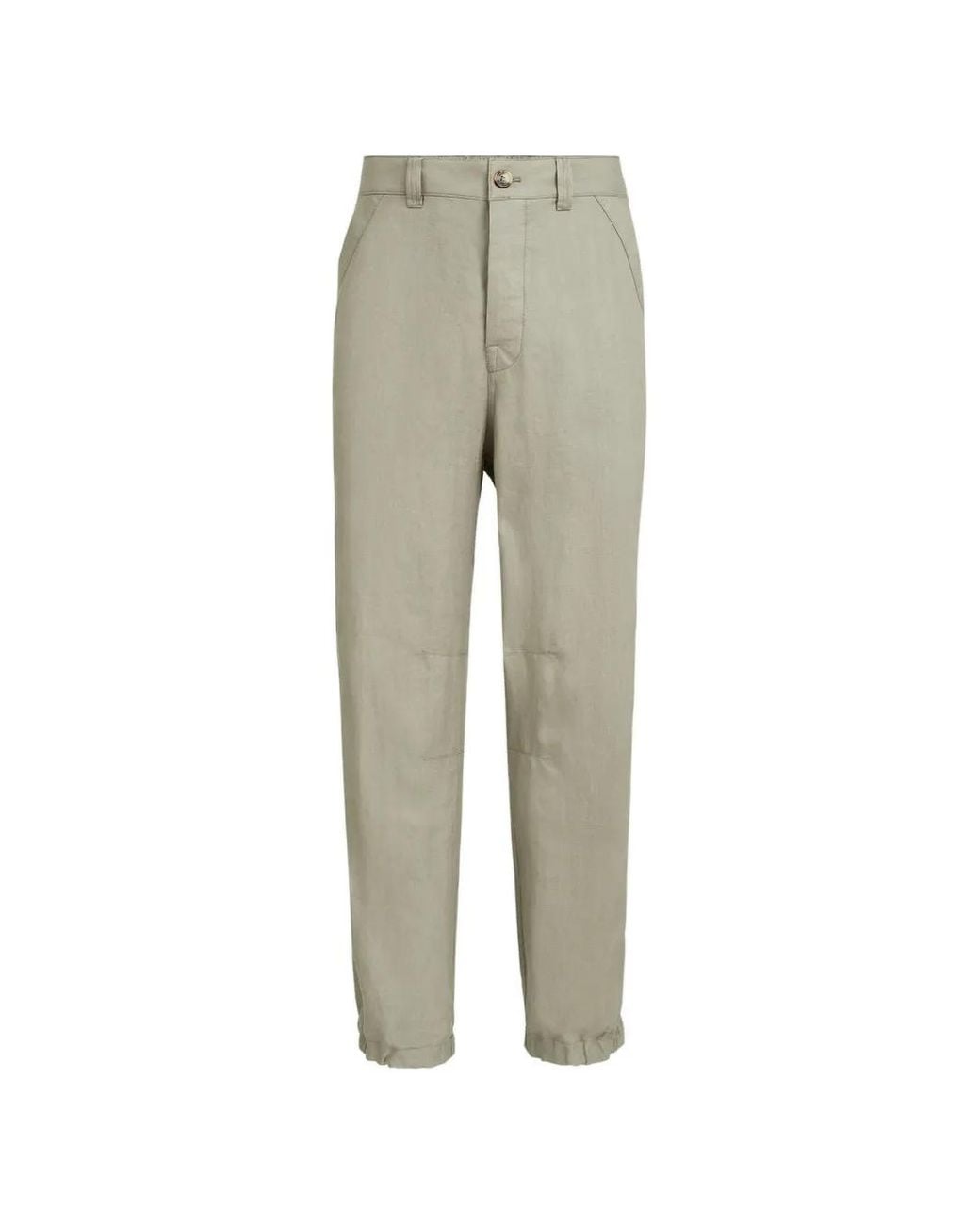 Brunello Cucinelli Gray Linen Micro Chevron Trousers With Drawstrings for men