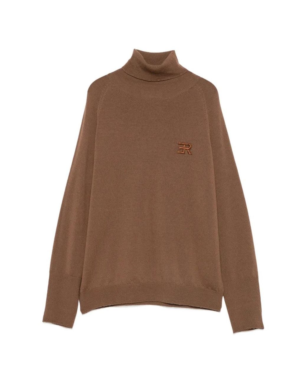 ERMANNO FIRENZE Brown Logo-Embroidered Roll-Neck Sweater