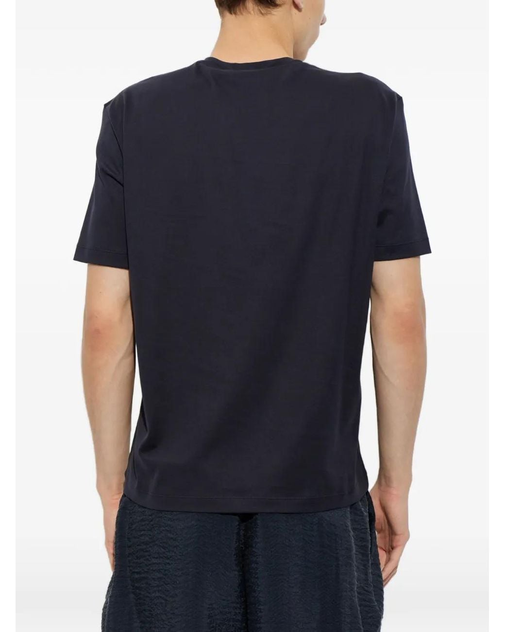 Giorgio Armani Blue Logo-Embroidered T-Shirt for men