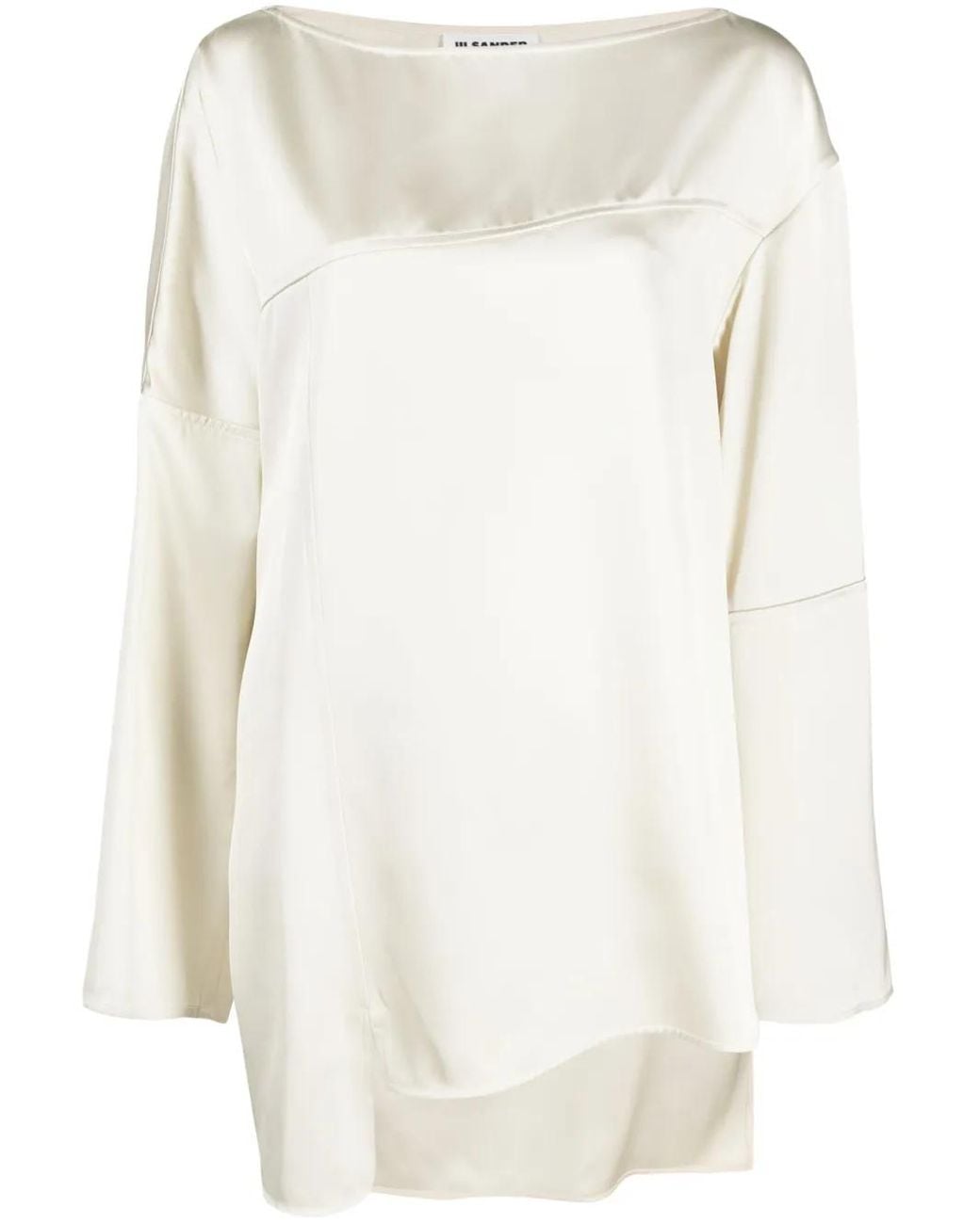 Jil Sander White Seam-Detail Crepe Blouse