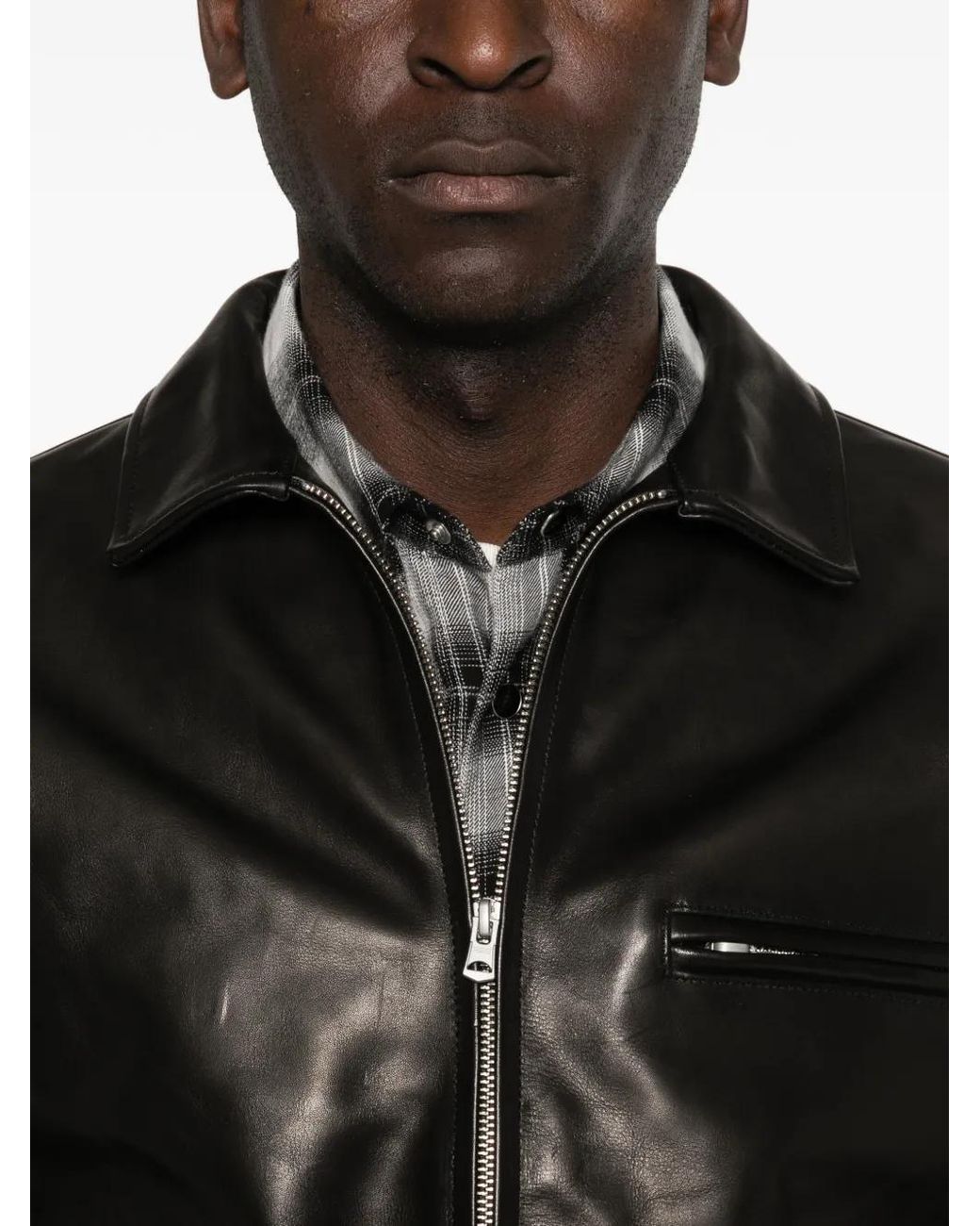 Neighborhood Black Leather Sports Jacket for men