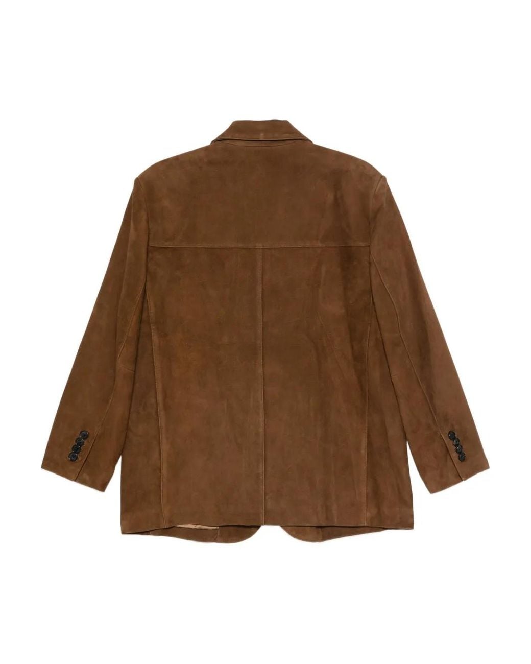 DUNST Brown Suede Button-Fastening Leather Jacket