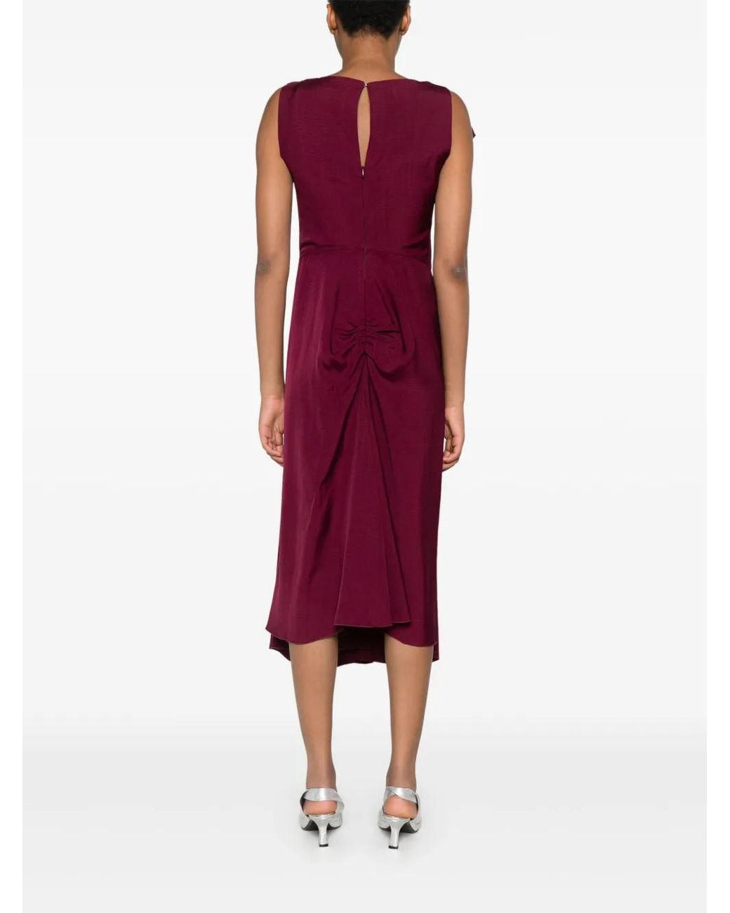 Victoria Beckham Purple Pleated Midi Dress