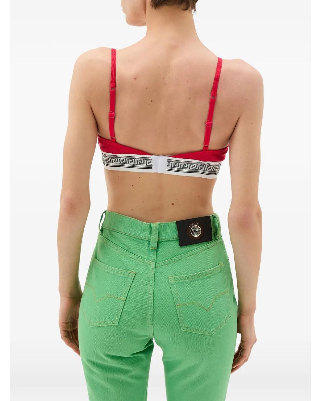 Versace Geribbelde Bralette Van Katoen-Jersey in het Red