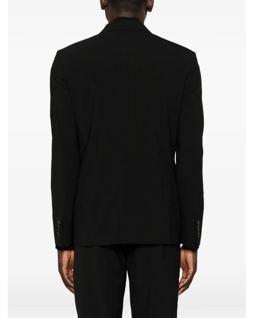 Amaranto Black Double-Breasted Peak-Lapel Jacket for men
