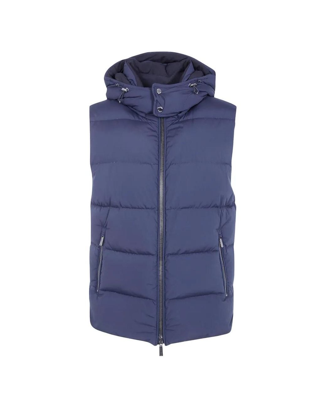Moorer Blue Quilted Hooded Gilet for men
