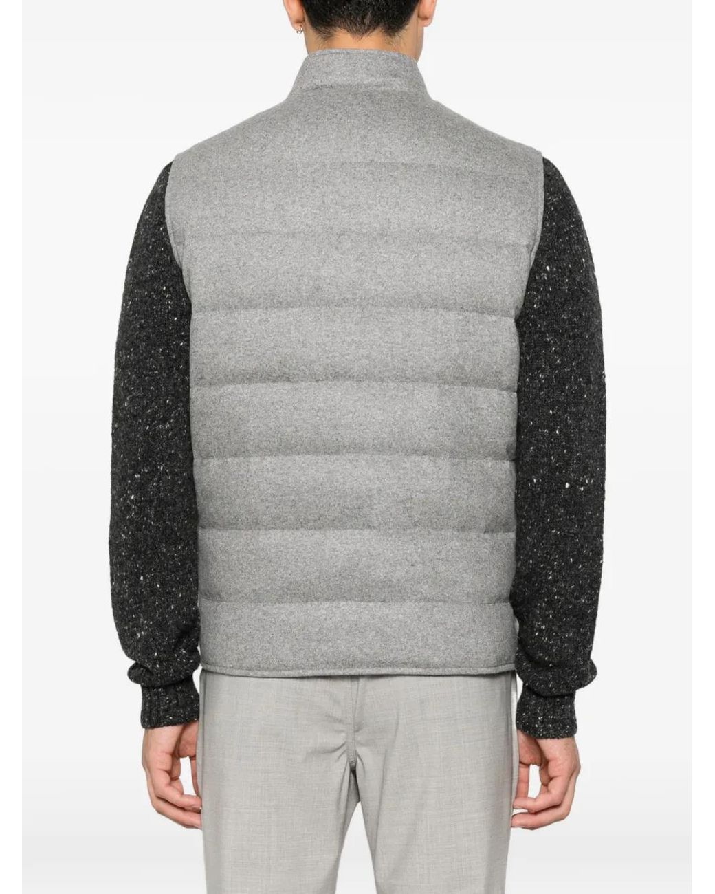 Eleventy Gray Quilted High-Neck Gilet for men