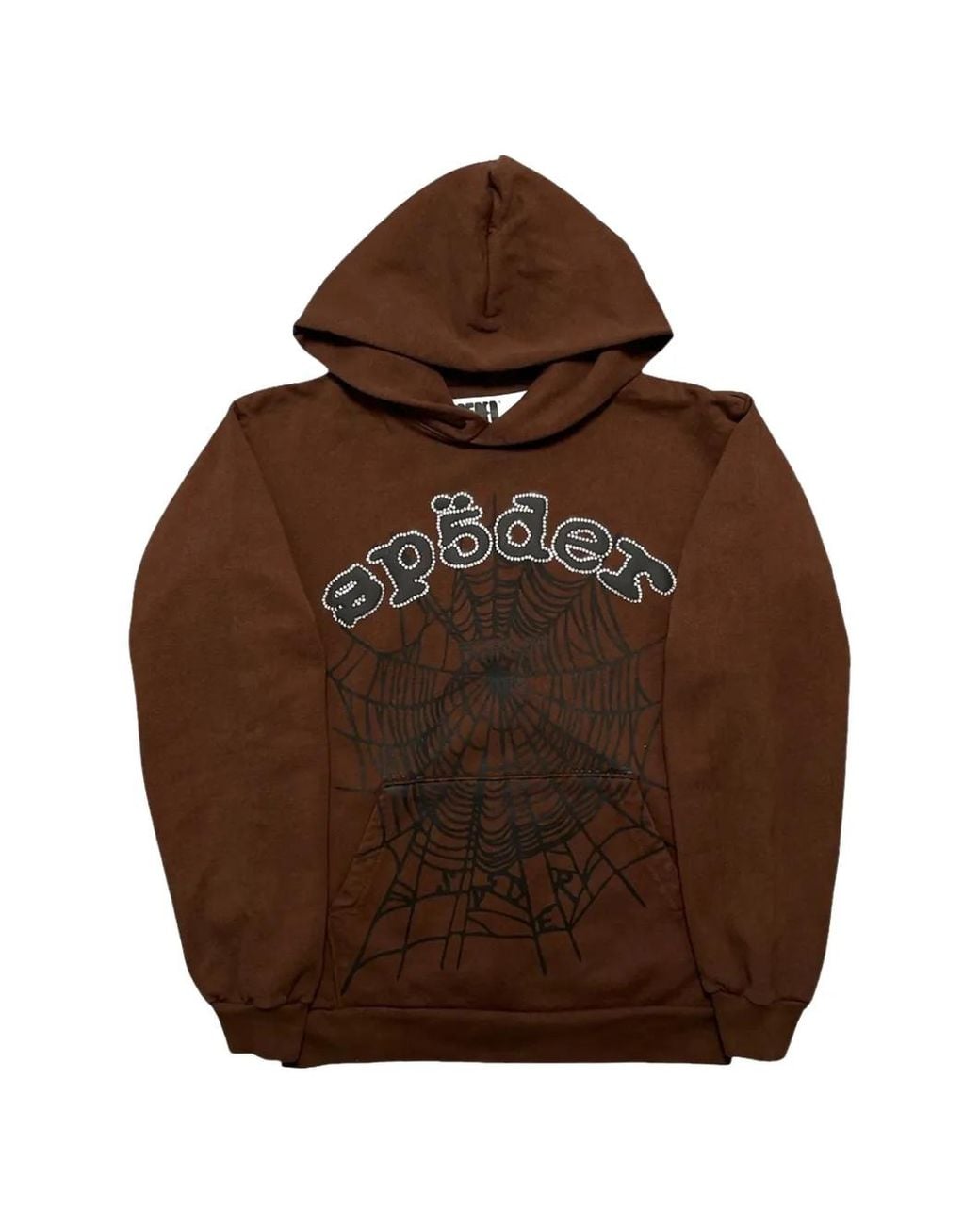 Sp5der Brown Hoodie À Lien De Resserrage for men
