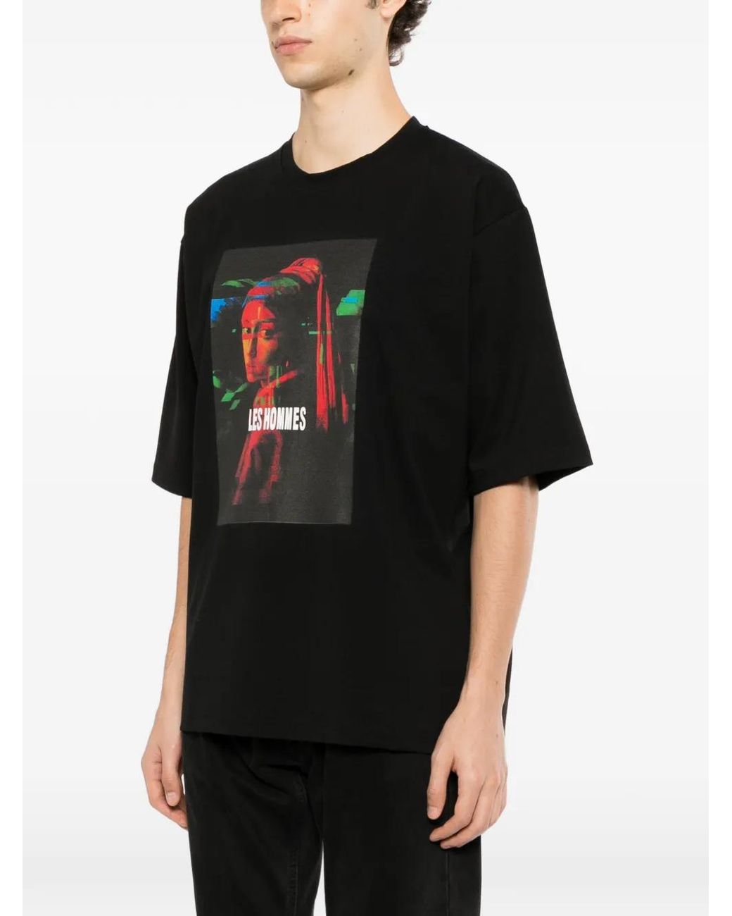 Les Hommes Black Oversized T-Shirt for men