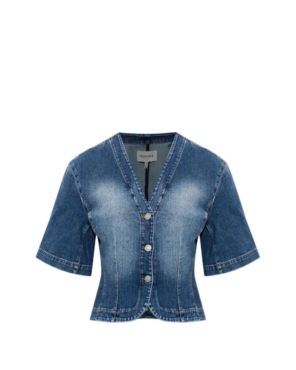 Munthe Blue Cassia Faded Short-Sleeve Shirt