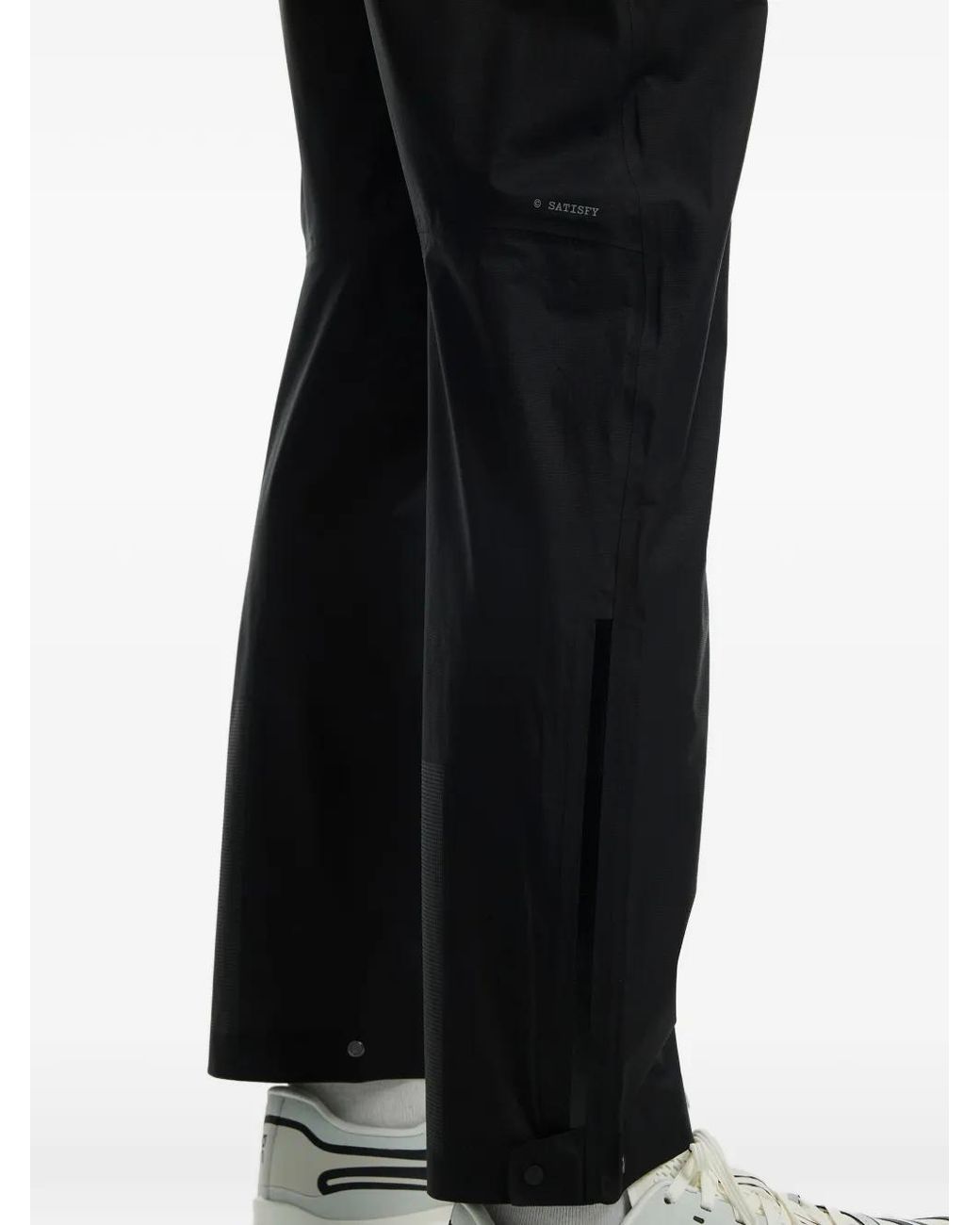 Satisfy Gray Elasticated-Waistband Logo-Patch Trousers for men