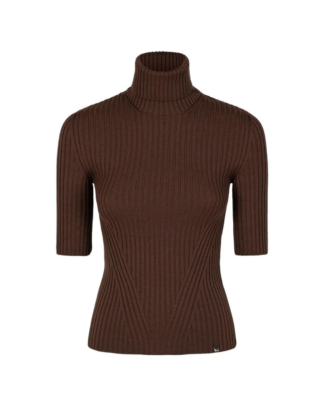 Herno Brown Pull Côtelé À Col Roulé