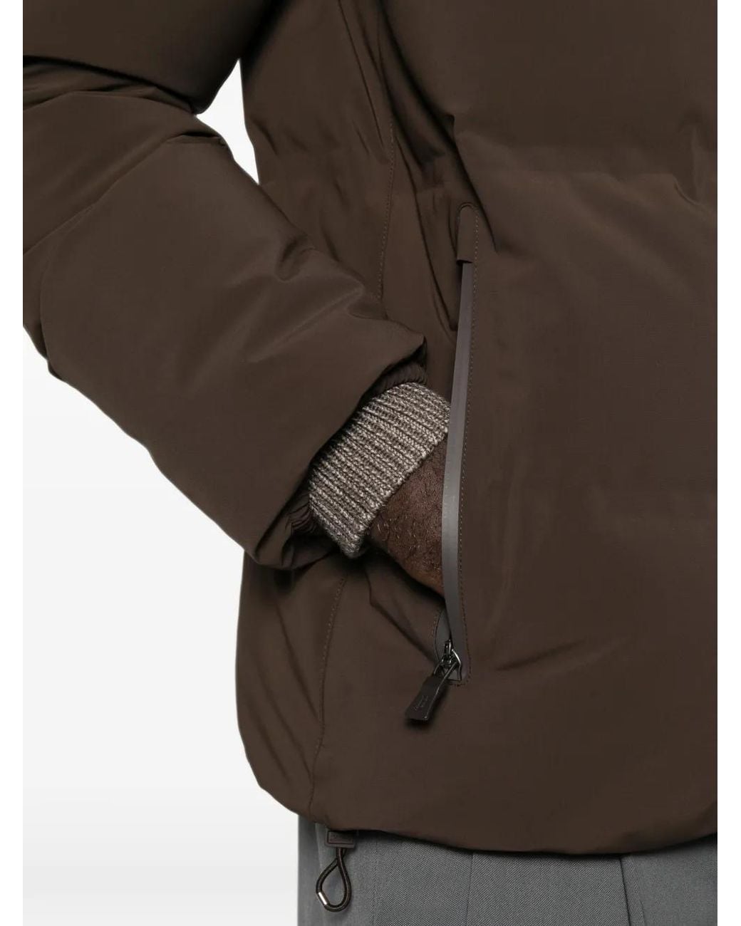 Herno Brown Quilted Press-Stud Jacket for men