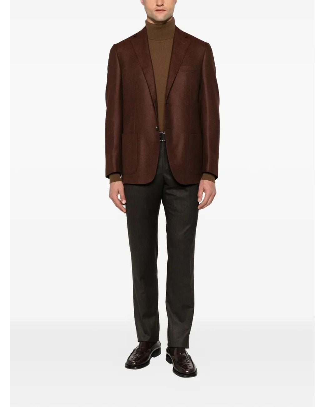 Corneliani Brown Single-Breasted Notched-Lapels Blazer for men