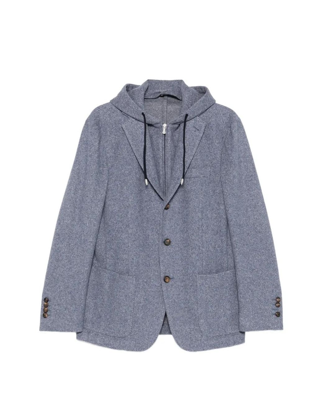 Eleventy Blue Layered-Effect Hooded Jacket for men