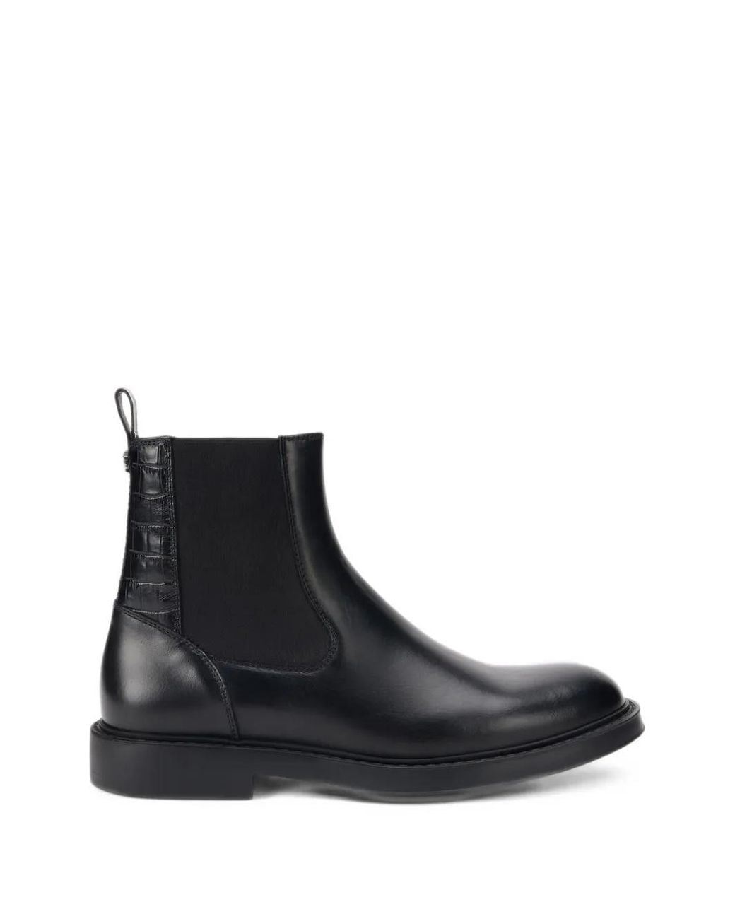 Roberto Cavalli Black Bottines Chelsea En Cuir À Effet Peau De Crocodile for men