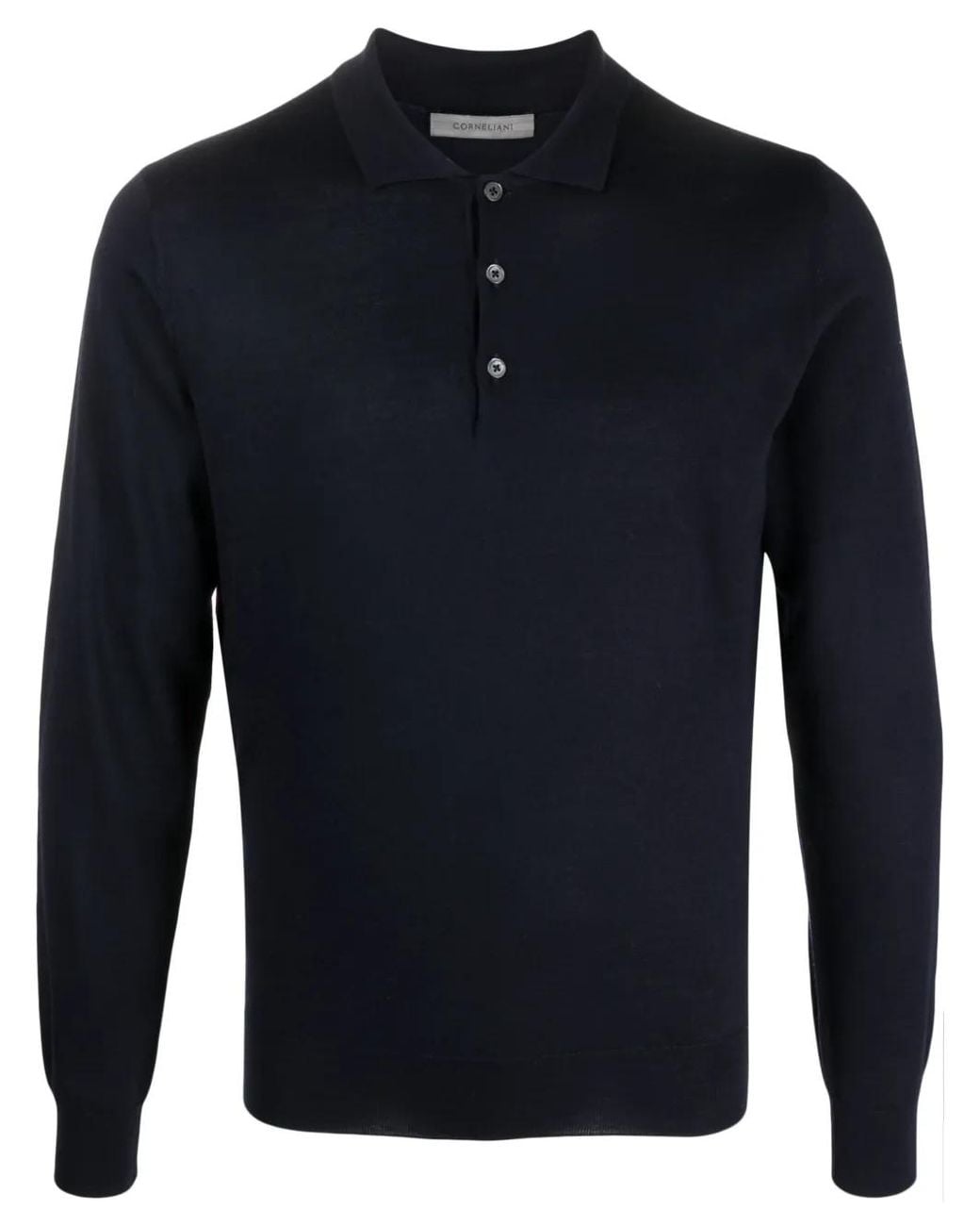 Corneliani Blue 120's Virgin Wool Polo Shirt for men