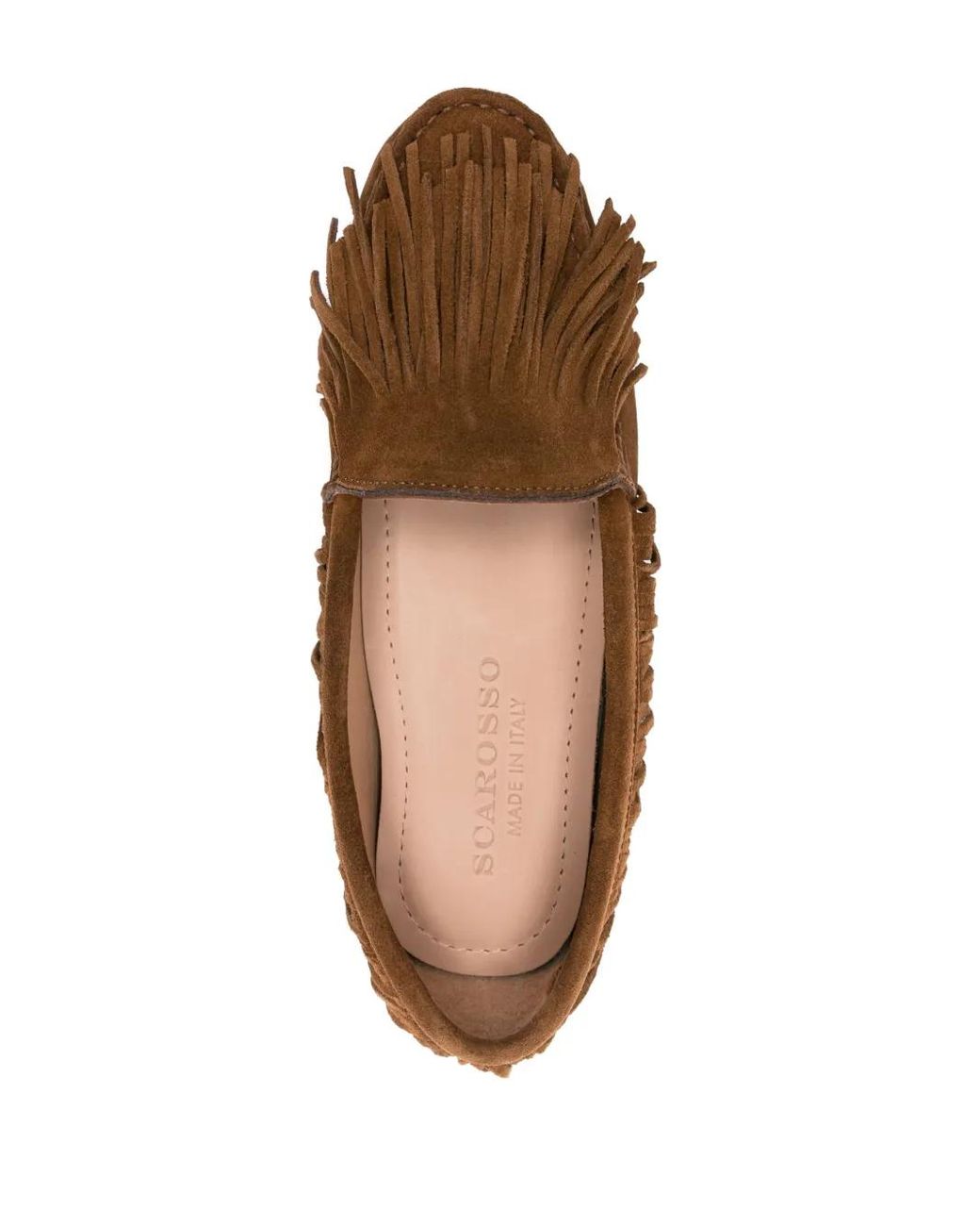 Scarosso Brown Fringed Suede Loafers