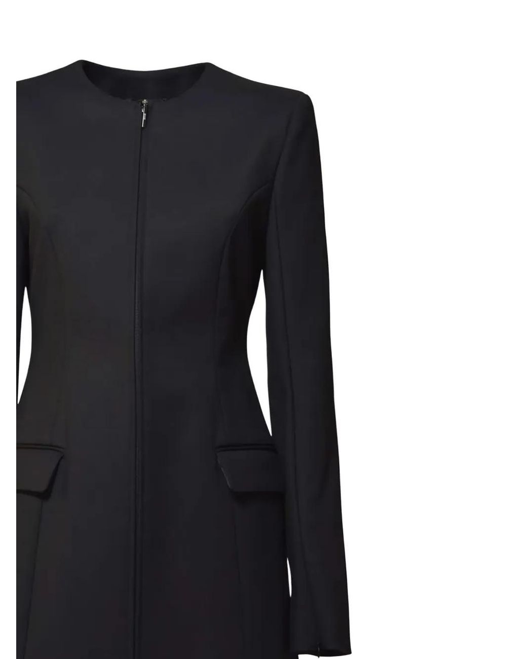 MSGM Black Zip-Fastening Single-Breasted Coat