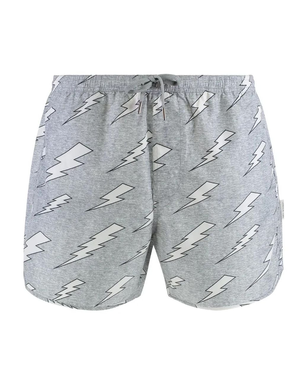 Neil Barrett Blue Rain Bolts-Print Swim Shorts for men