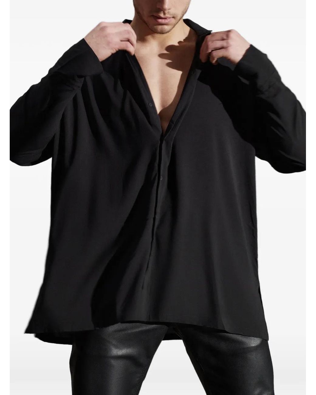 Tessitura Black Oversized Shirt for men