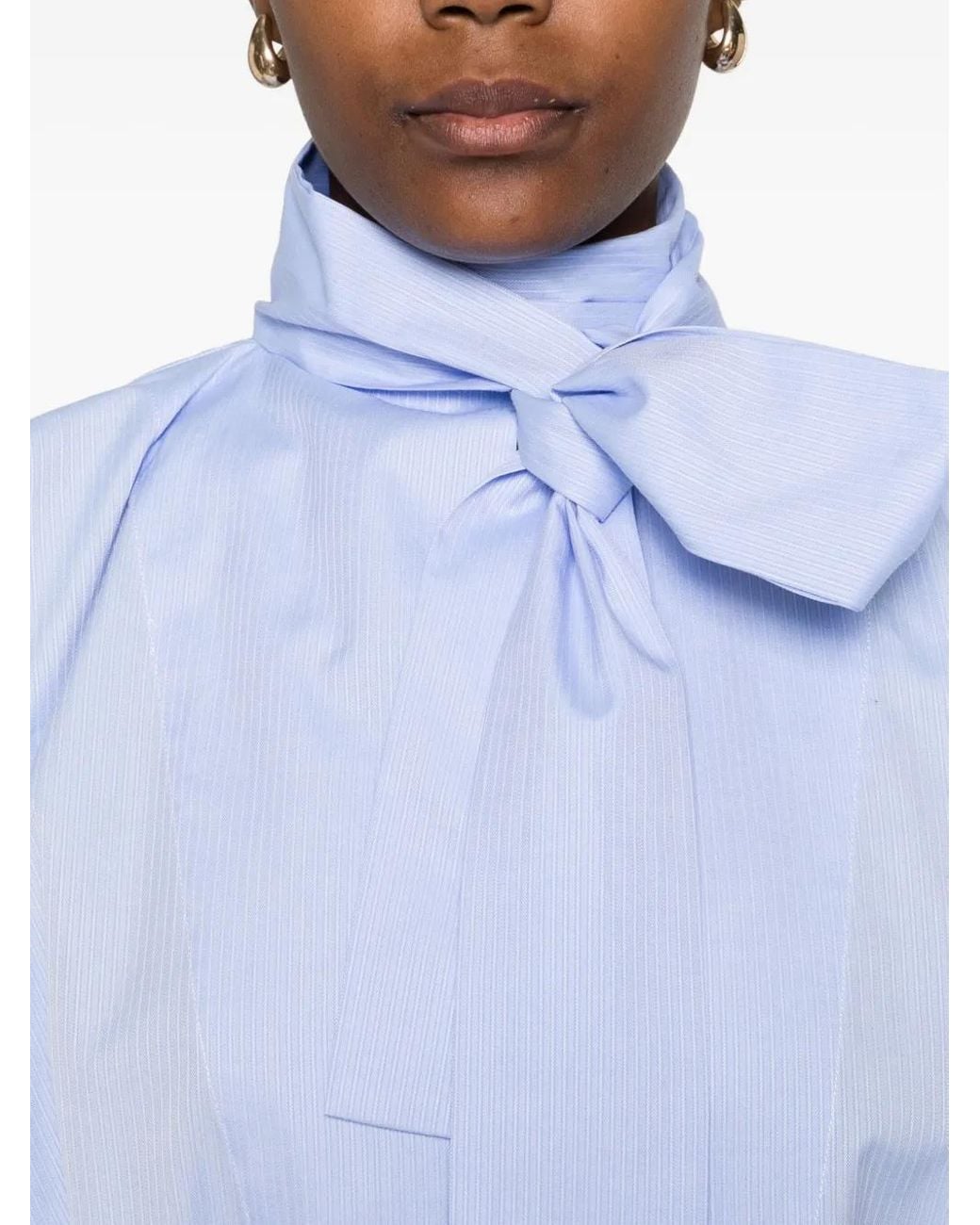 Thelatest Blue Cecilia Bow-Detail Shirt