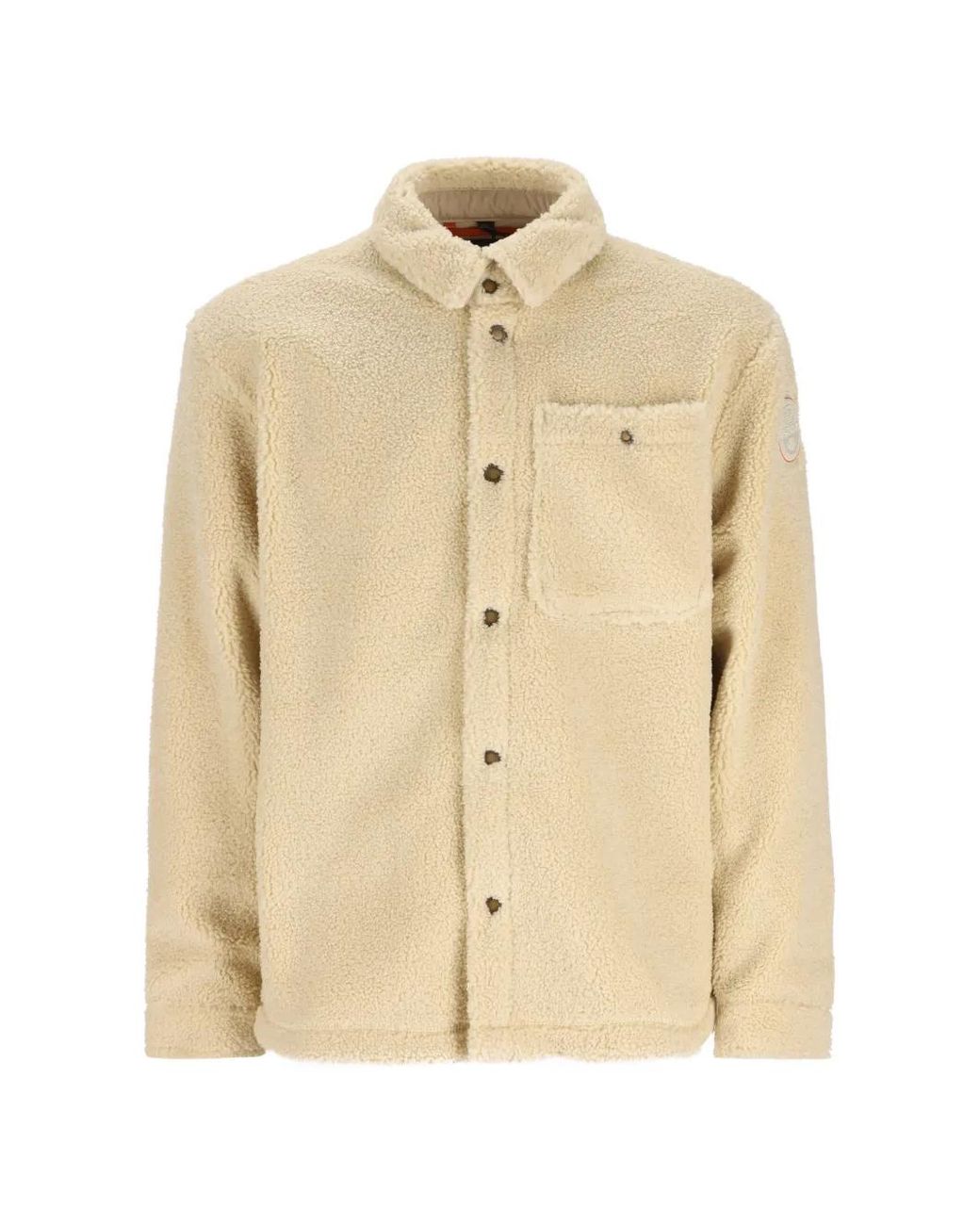 Napapijri Natural Logo-Embroidered Fleece Shirt Jacket for men