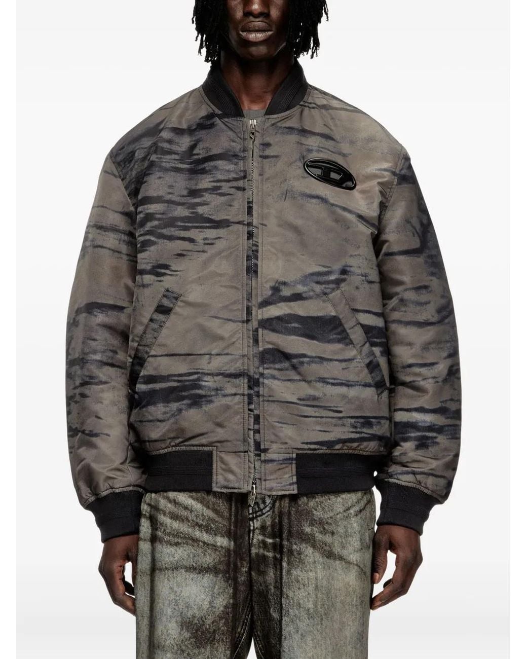 DIESEL Gray Bomber Jackets for men