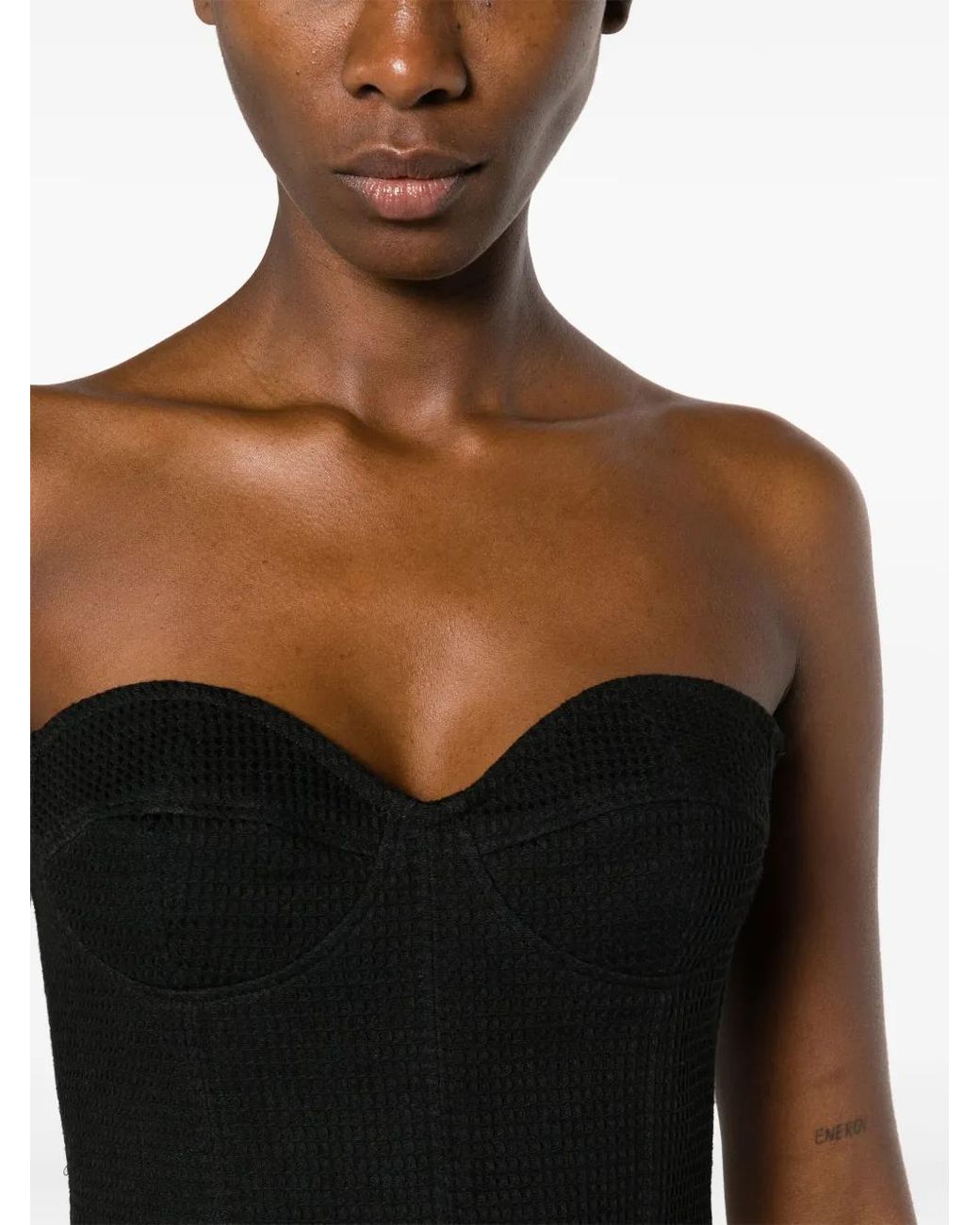 Forte_forte Black Sweetheart Cropped Top