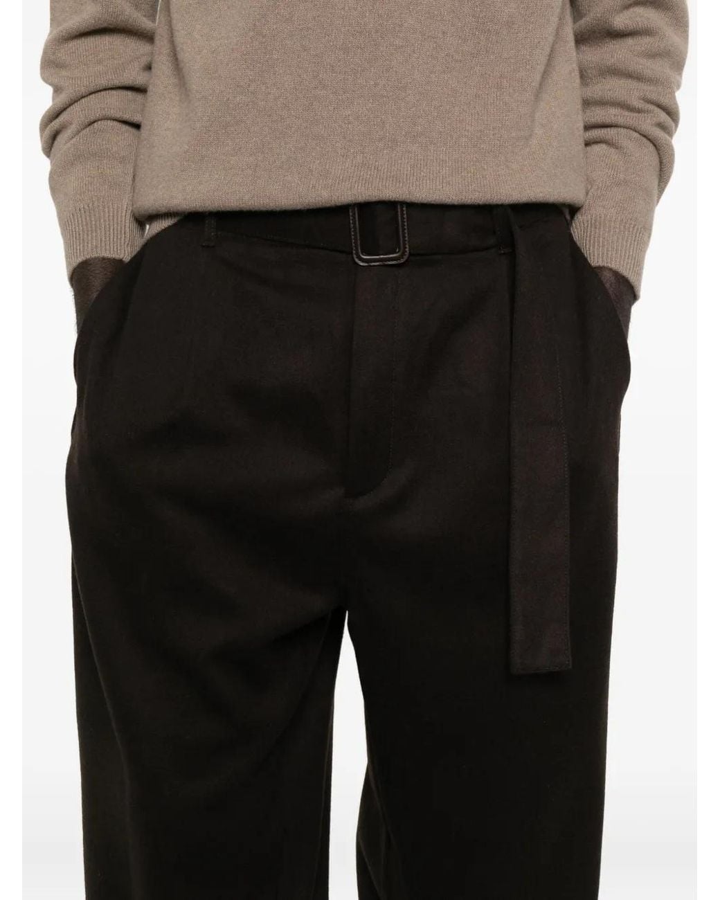 Pantalon À Taille Ceinturée Emporio Armani pour homme en coloris Black
