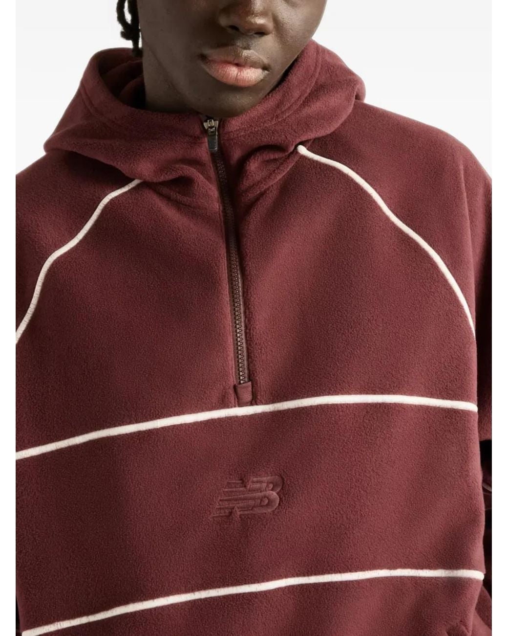 New Balance Red Trackside Polar Fleece Hoodie for men