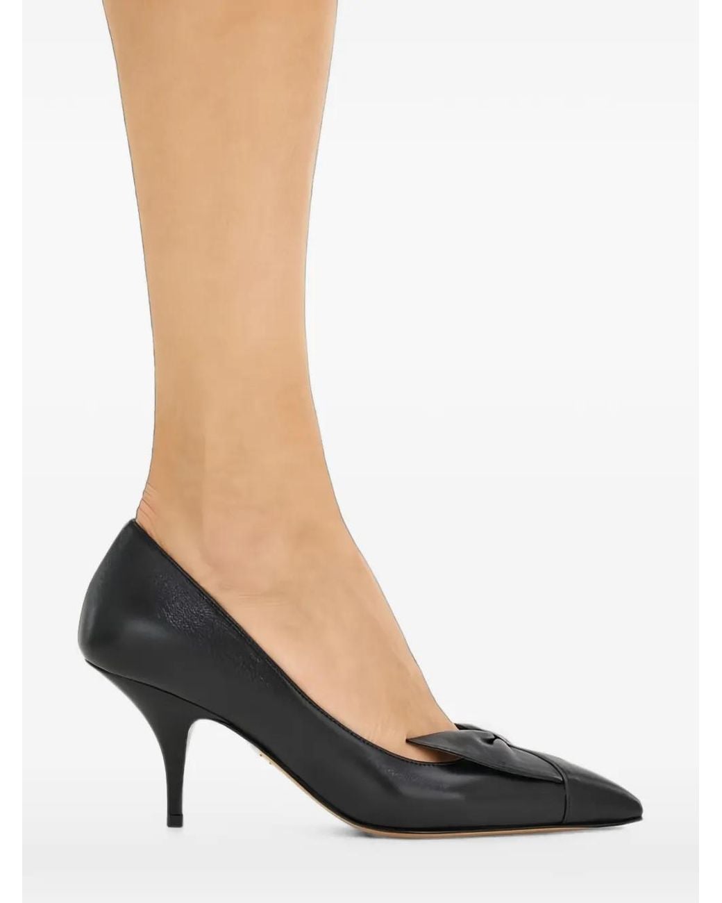 Ferragamo Black Point-Toe Bow-Detail Heeled Pumps