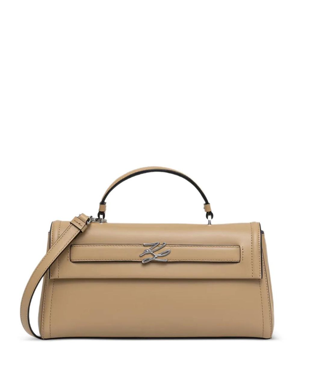 Karl Lagerfeld Natural K/Autograph Small Top Handle Bag