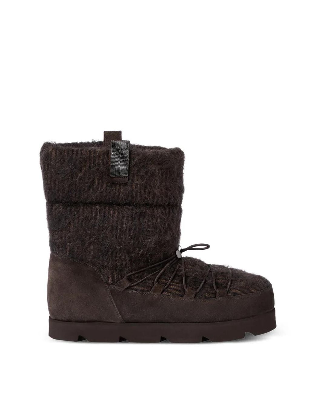 Brunello Cucinelli Black Suede-Panel Ankle Boots