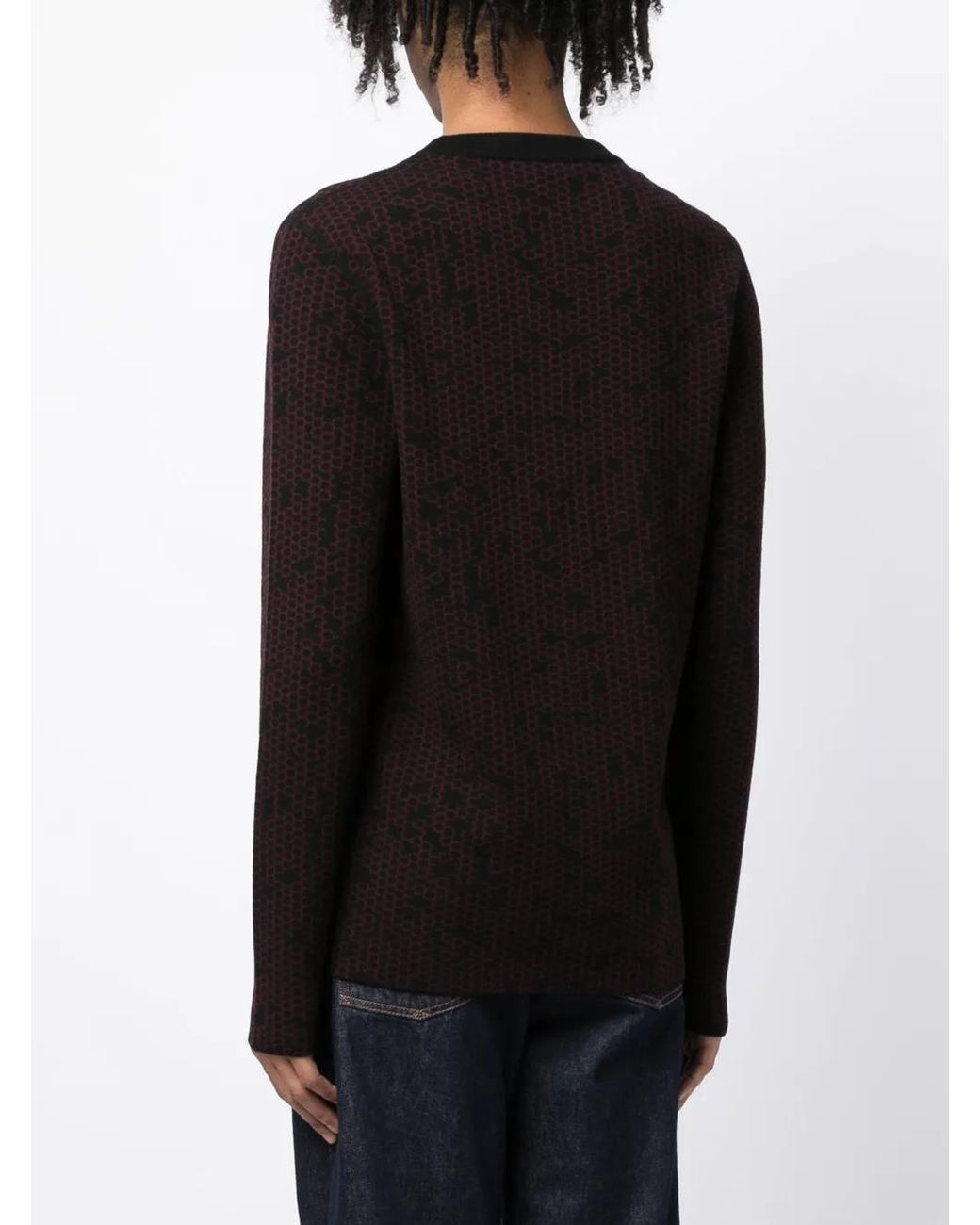 Lanvin Black Patterned Intarsia-Knit Wool Jumper for men