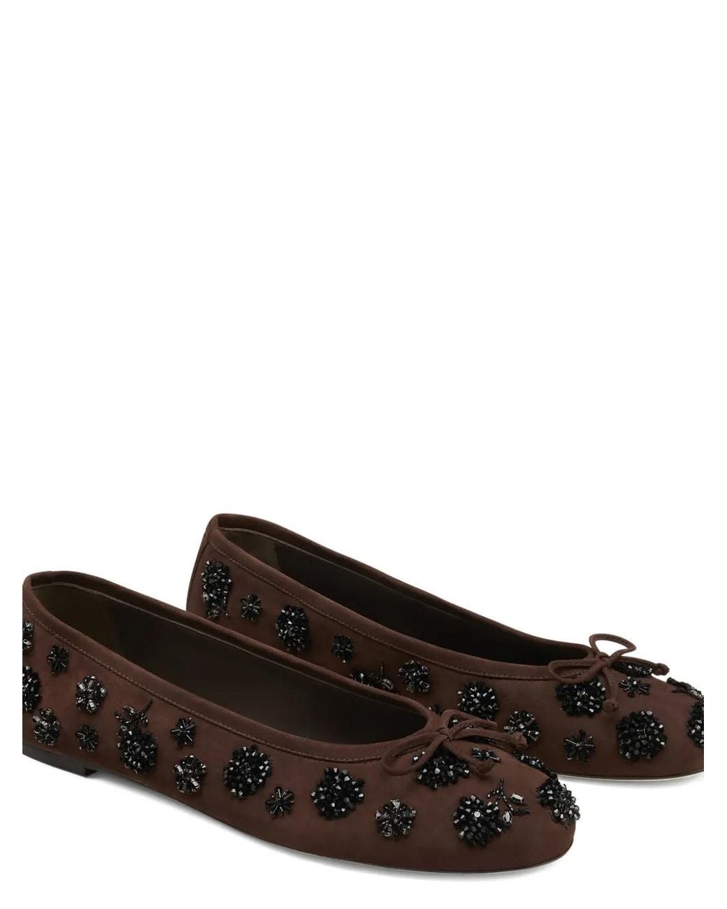 Stuart Weitzman Brown Prima Bow Embellished Ballet Flat
