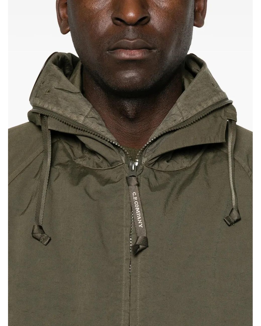 C P Company Green Hooded Flap-Pocket Jacket for men