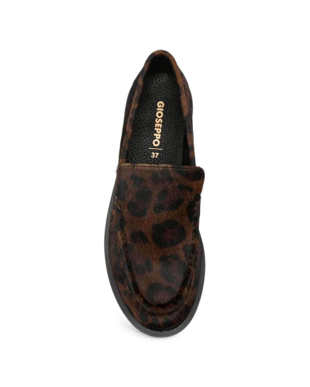 Gioseppo Black Leopard-Print Pony-Hair Loafers