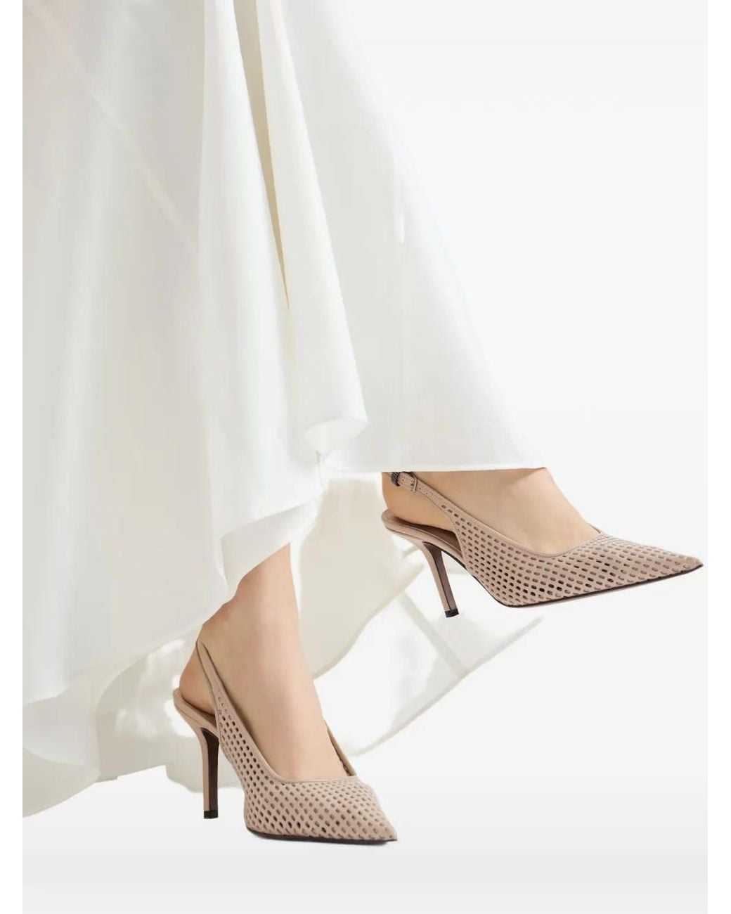 Brunello Cucinelli White Calf Lamb Leather Shoes