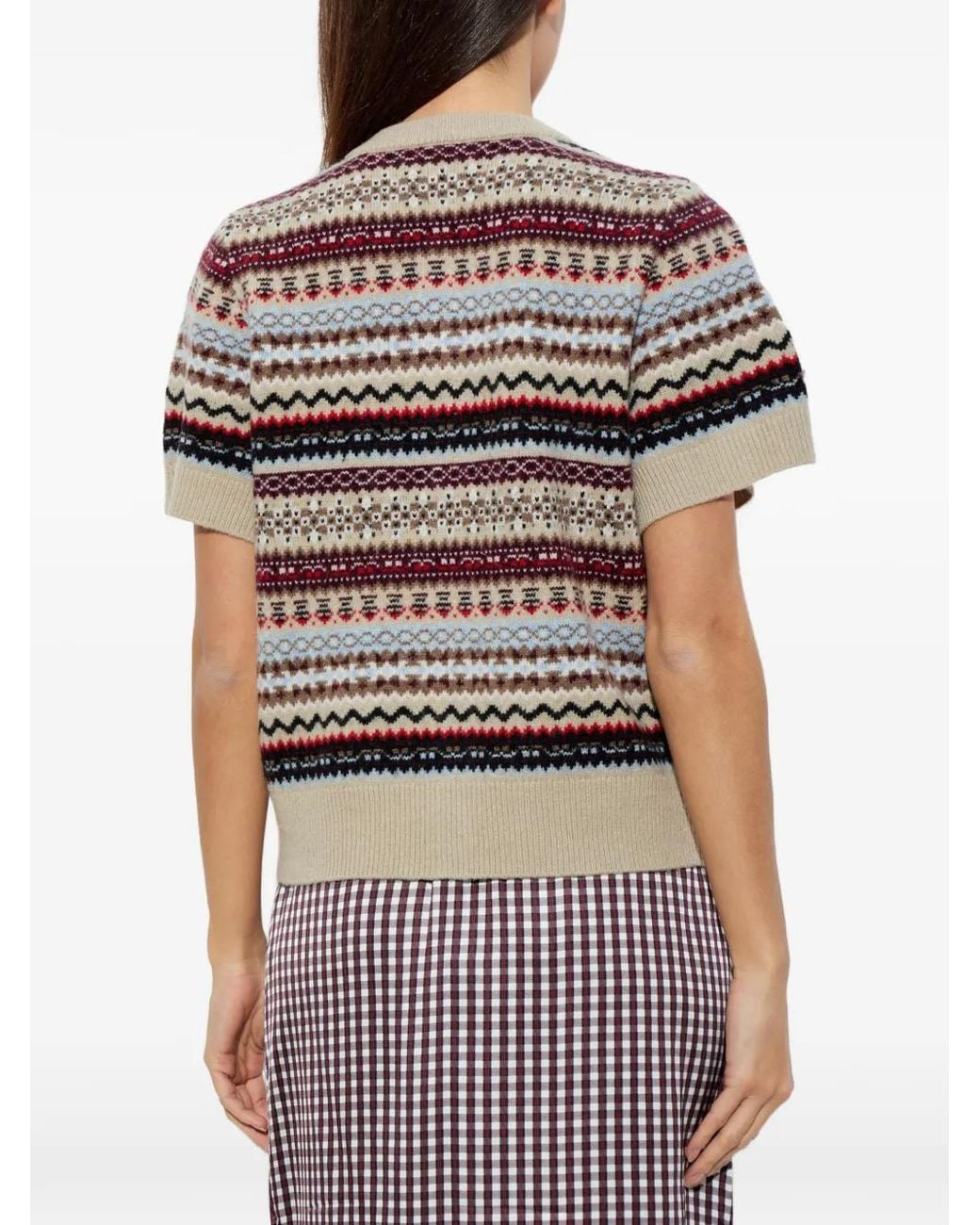 Munthe Gray Fair Isle Short-Sleeve Cardigan
