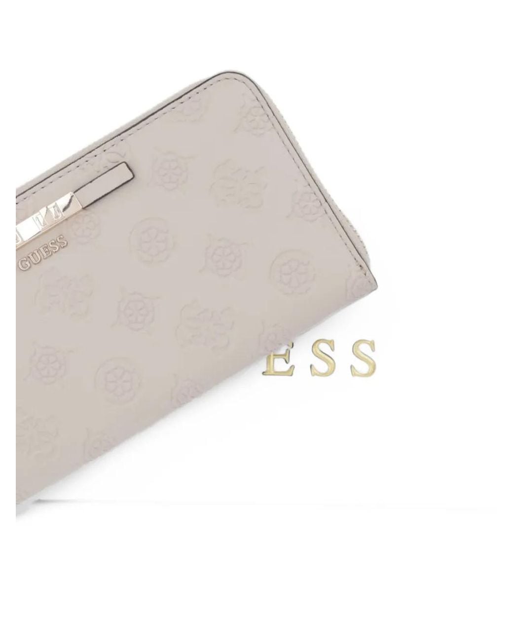 Guess Gray Carmella Logo-Debossed Zip-Around Wallet