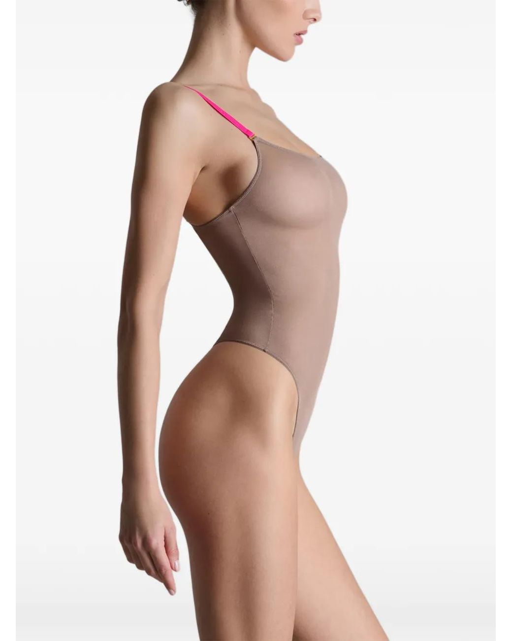 Maison Close White Corps À Corps Contrast-Strap Mesh Bodysuit