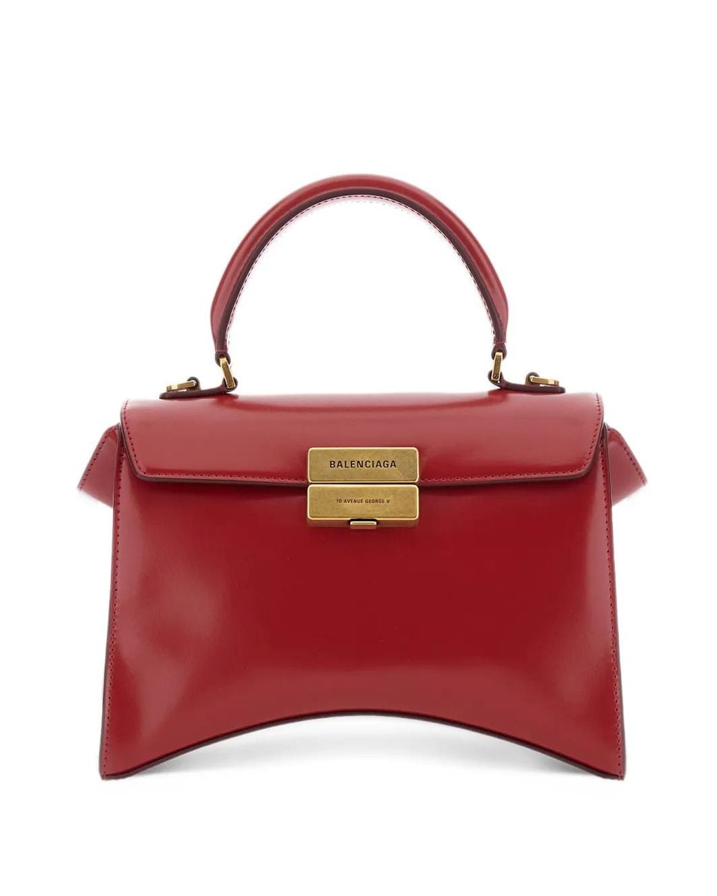 Balenciaga Red Hourglass Avenue Top Handle Bag Small