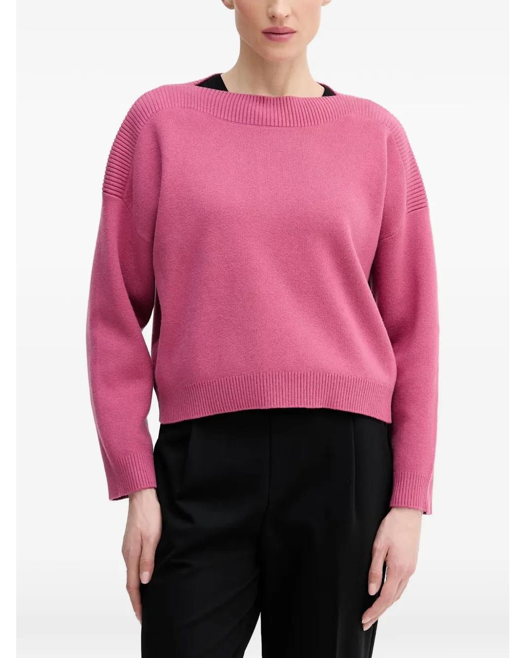 Benetton Pink Ribbed Round-Neck Knitwear