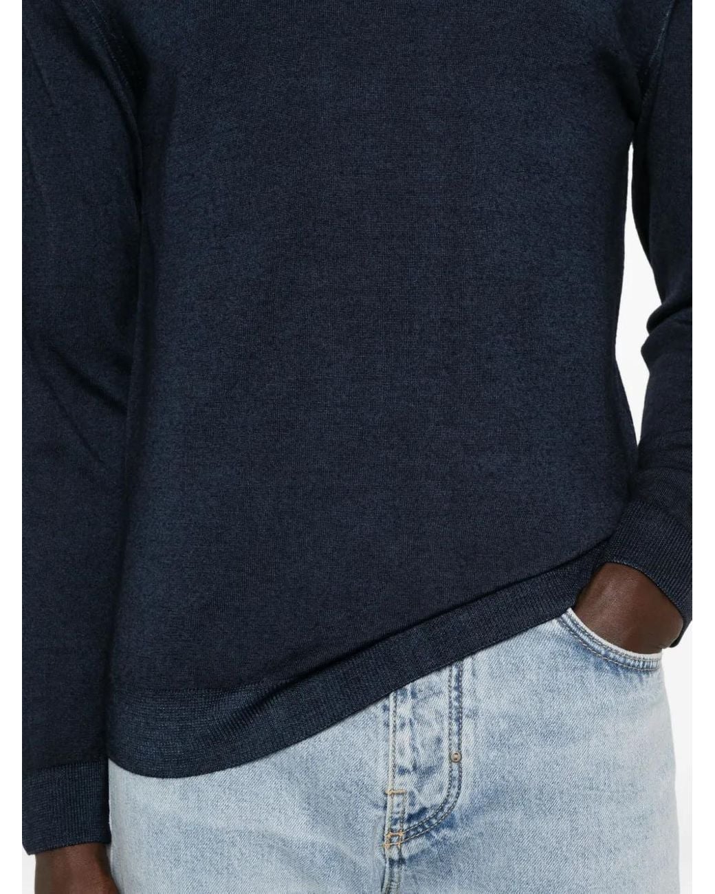 Daniele Fiesoli Blue Crew-Neck Wool Sweater for men