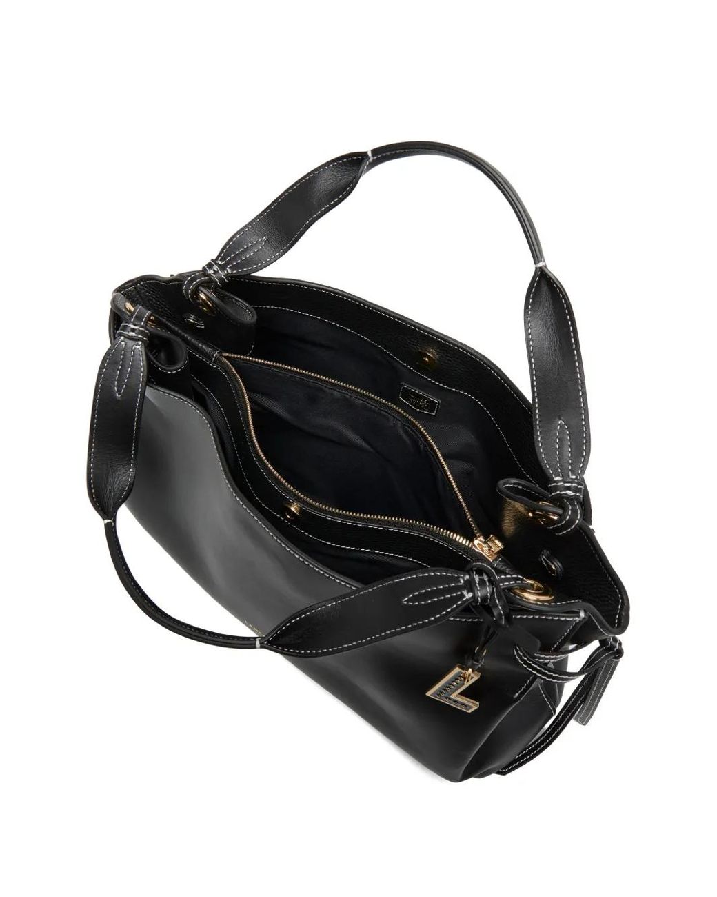 Lancel Black Knot Smooth Leather Tote Bag
