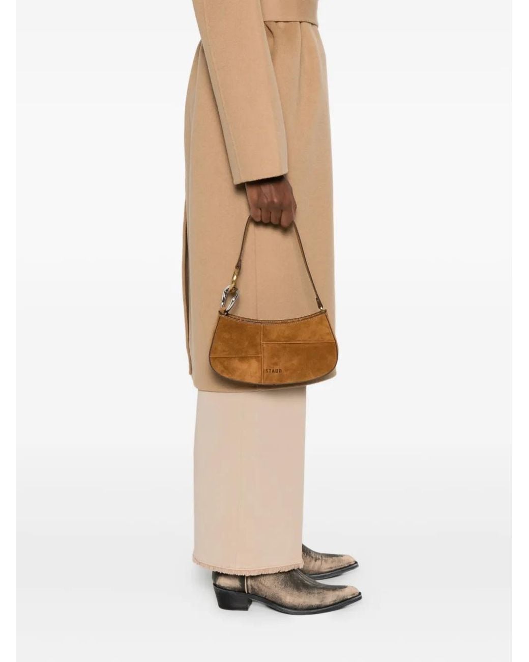 Staud Brown Ollie Patchwork Shoulder Bag